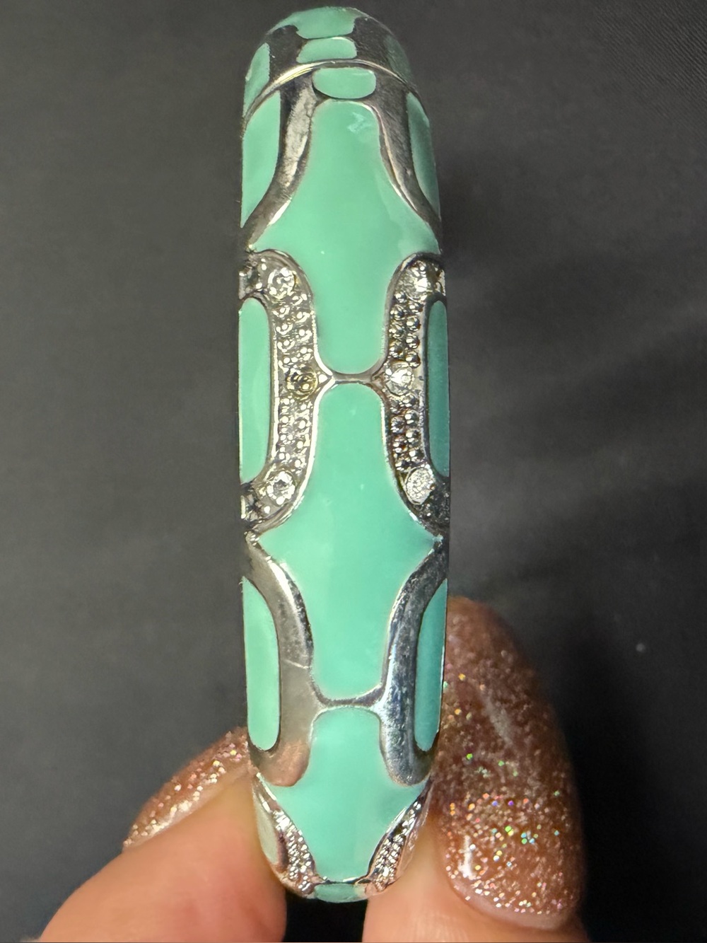 Park Lane Ocean Breeze Aqua Enamel Crystal Bangle Bracelet